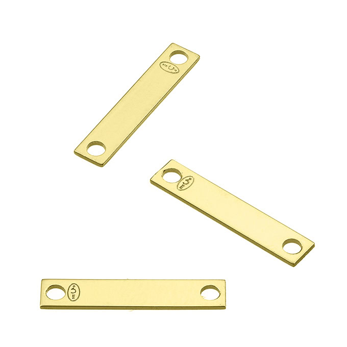 Yellow Gold 3µ – 15x3mm rectangular medals 2 holes (approx. 20pcs) | G ...