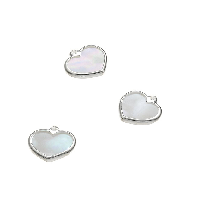 10x10mm heart pendant with mother of pearl (1pc)