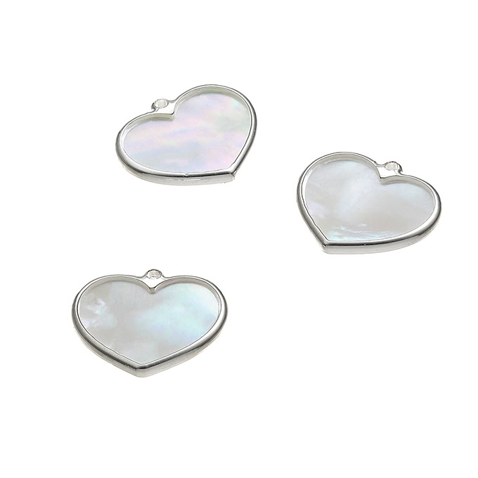 Pendentif coeur avec nacre 14x13mm (1pc)