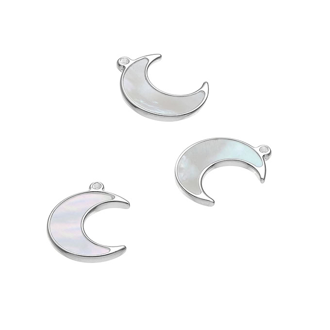 Pendentif lune avec nacre 14x11mm (1pc)