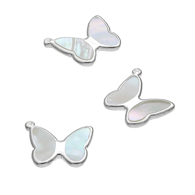 Pendentif papillon avec nacre 11x13mm (1pc)