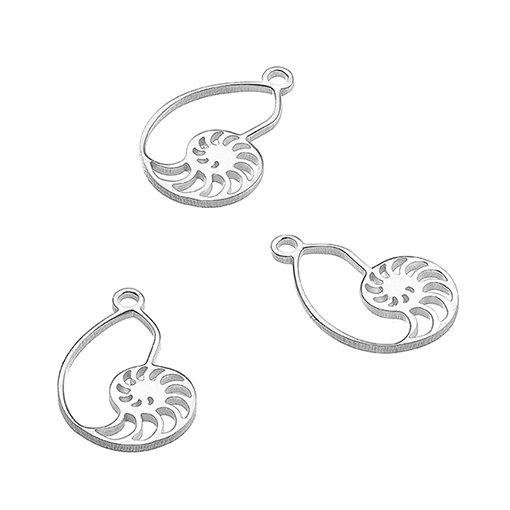 Pendentifs coquillage nautilus 9x14mm avec anneau polis miroir (5pcs)