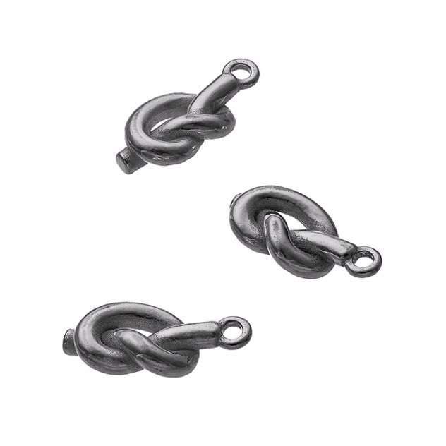 Rodiato Nero – Pendente a forma di nodo marino con anellino (1pz)