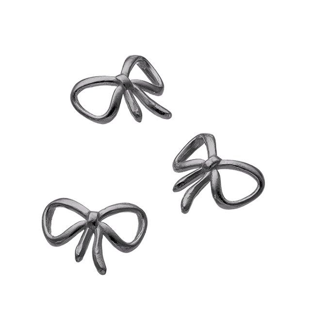 Rodiato Nero – Pendente a forma di fiocco senza anello (3pz)