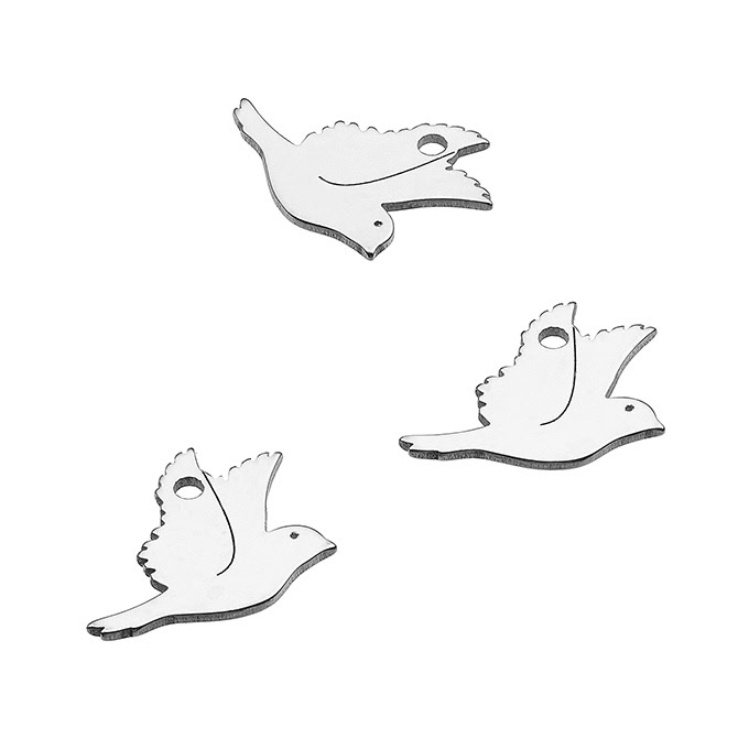 Pendentifs oiseau colombe 9x10mm trou 0,95mm (10pcs)