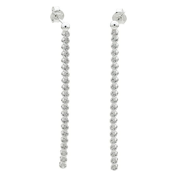 50mm line earrings with white zirconiums (1 pair)