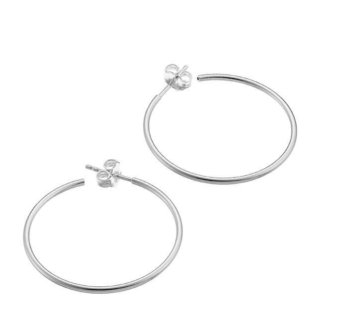 30mm facetted hoop earrings tube 1,5mm (1pair)