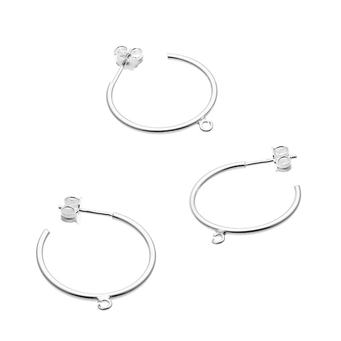 20mm hoop earring supports with 1 ring tube 1,5mm (1pair)