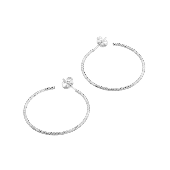 30mm facetted hoop earrings tube 1,5mm (1pair)