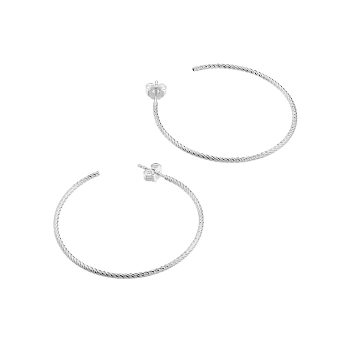 40mm facetted hoop earrings tube 1,5mm (1pair)