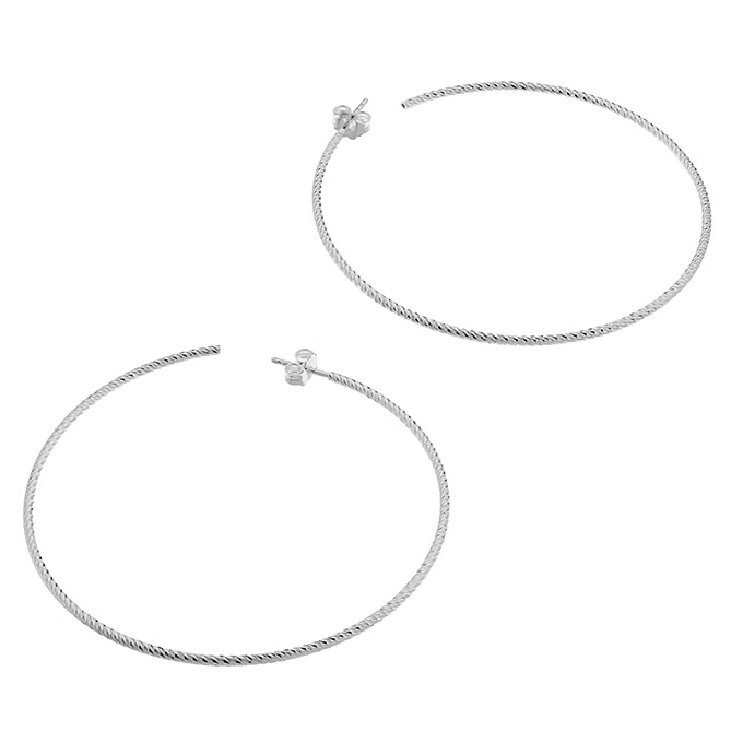 60mm facetted hoop earrings tube 1,5mm (1pair)