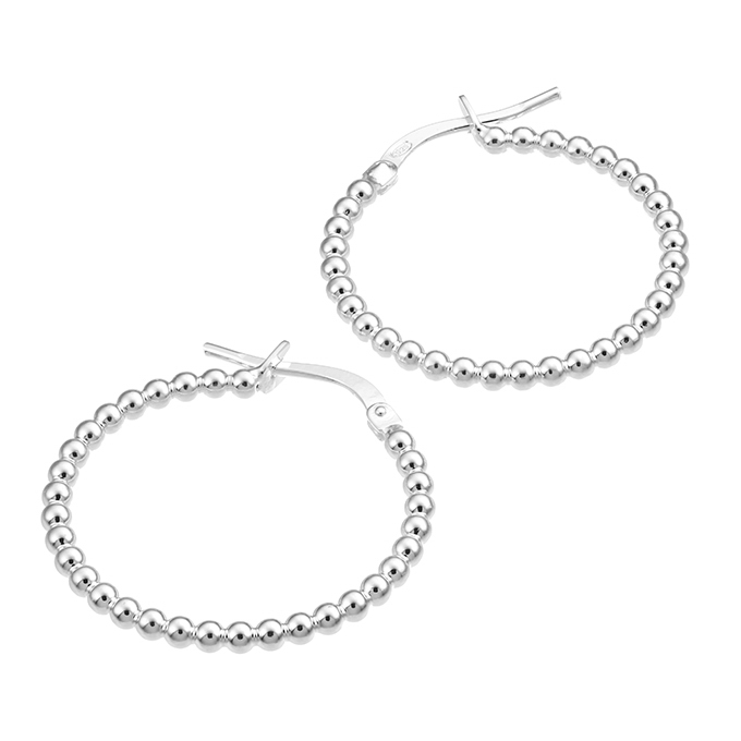 24mm beaded wire hoop earrings (1pair)