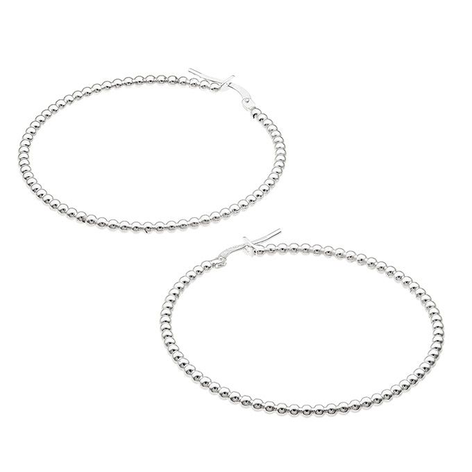 44mm hoop earrings beaded wire 2mm  (1pair)