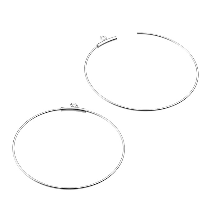 40mm hoop earrings 0,7mm wire with 10mm curved tube fasteners (5pairs)