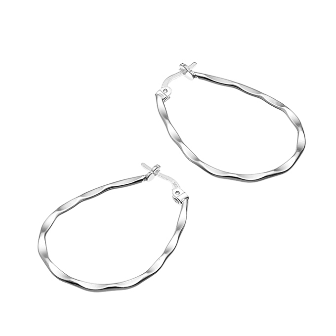 3,5×2,5cm hammered wire drop hoop earrings (1pair)