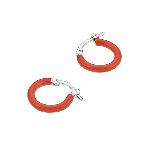 33mm hoop earrings coral enamel (1pair)