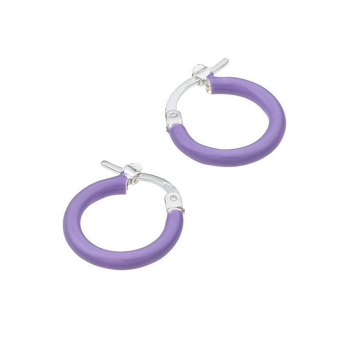 Créoles 15mm émail lilas (1paire)