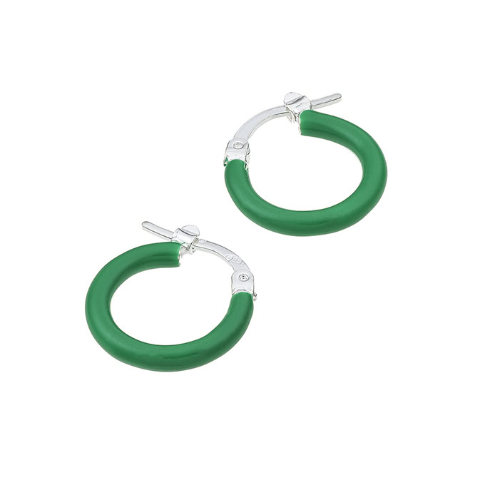 Créoles 15mm émail vert (1paire)