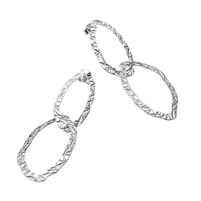 Boucles d’oreilles cercles ovales martelés (1paire)