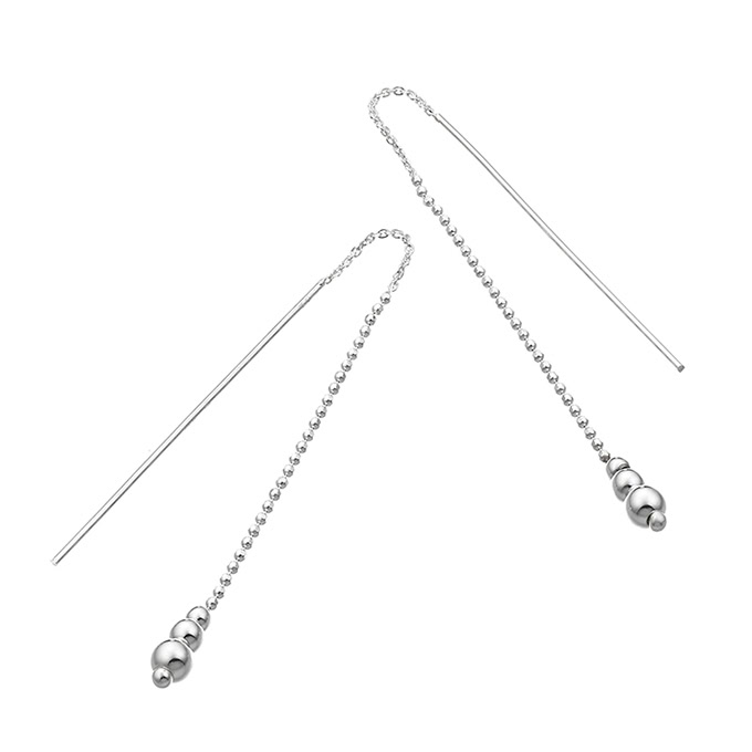 Boucles d’oreilles tube chaîne boule diamantée (1 paire)