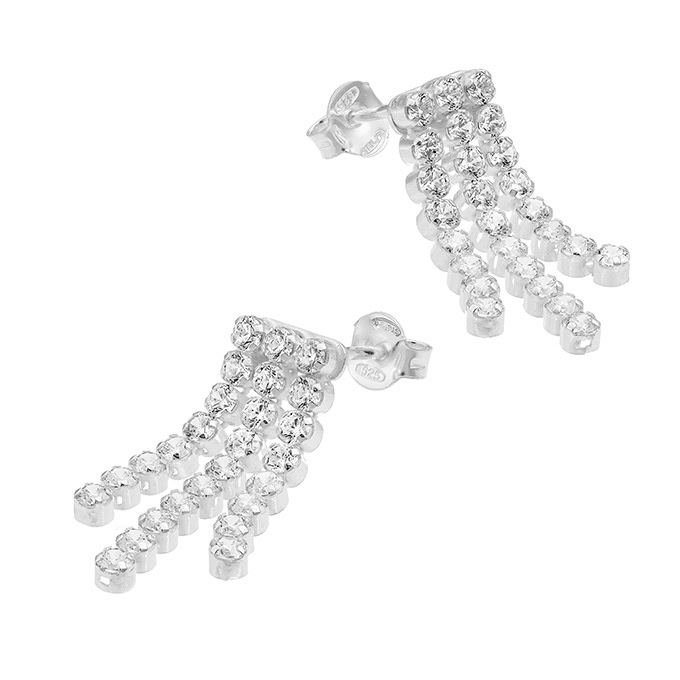 Boucles d’oreilles zirconiums blancs pendants (1paire)