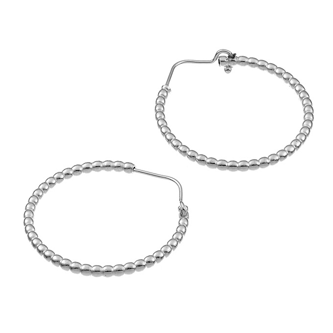 Latch back 1,8mm beaded wire hoop earrings 20mm (3 pairs)