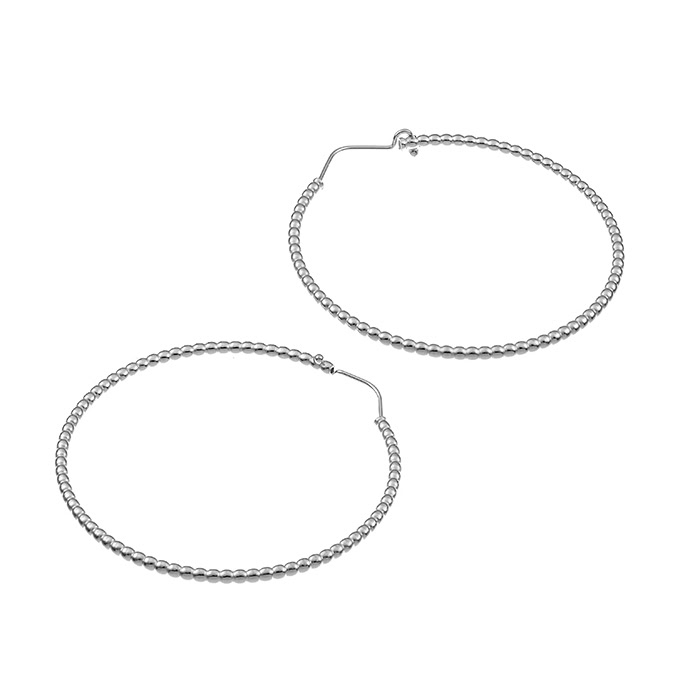 Latch back 1,8mm beaded wire hoop earrings 40mm (2 pairs)