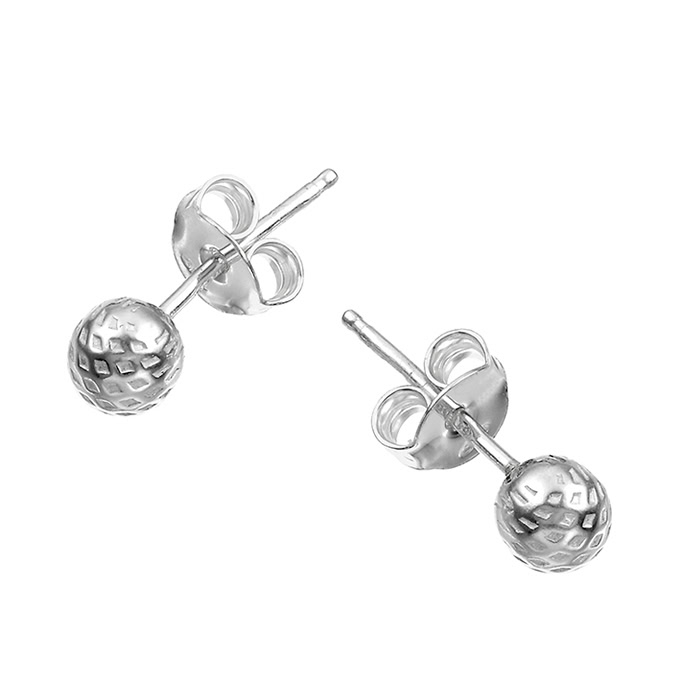 Stud earring with 5mm textured bead (1pair)