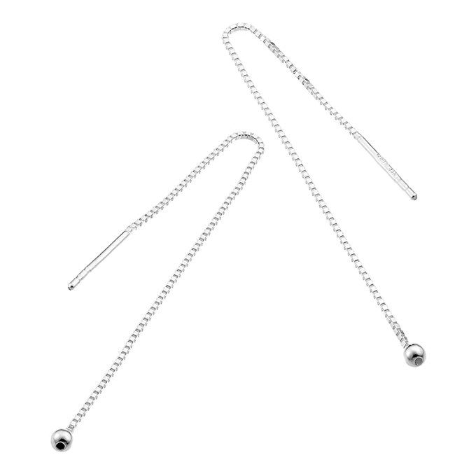 Box chain earring threads with end bead 9cm (5pairs)