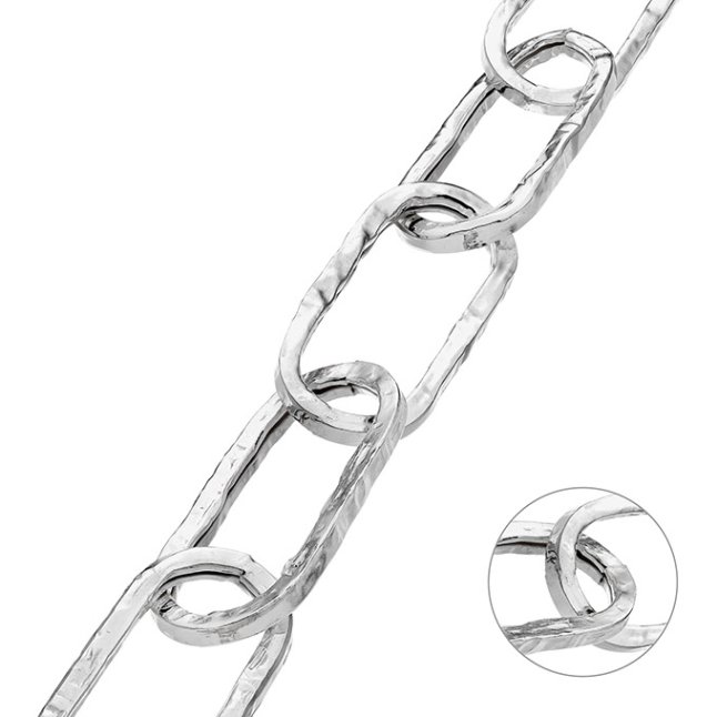 Catena rolò rettangolare martellata vuota 35x15mm filo 7mm (1m)
