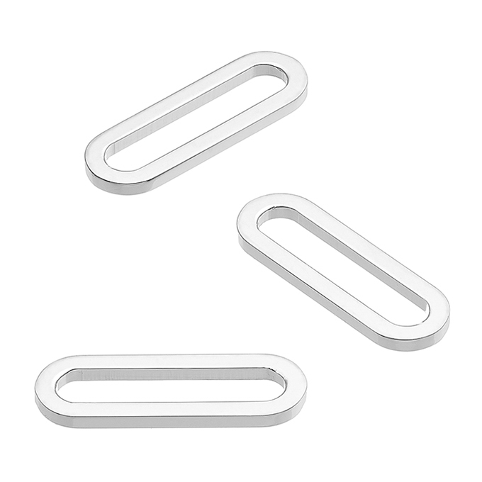 Breloques ovales 5x15mm section carrée 1mm polis miroir (3pcs)