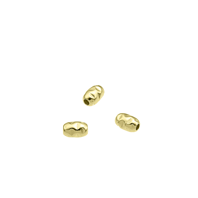 GOLDFILLED – Perlen oval gehämmert 3×4,6mm Loch 1,3mm (50Stk)