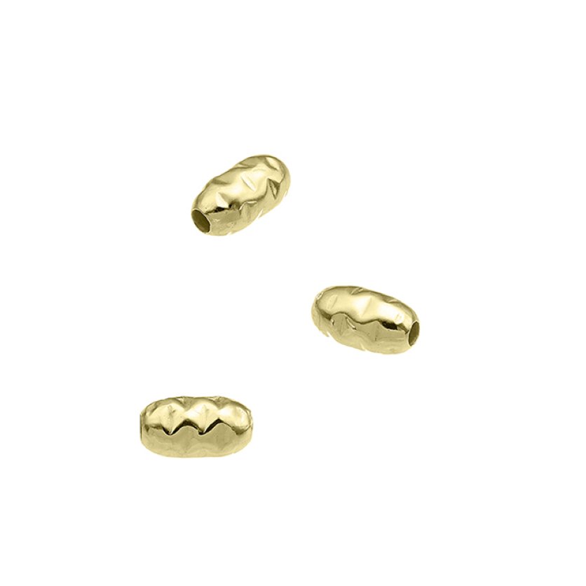 GOLDFILLED – Perlen oval gehämmert 4x7mm Loch 1,5mm (50Stk)