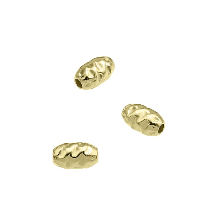 GOLDFILLED – Perlen oval gehämmert 5x8mm Loch 8mm (20Stk)
