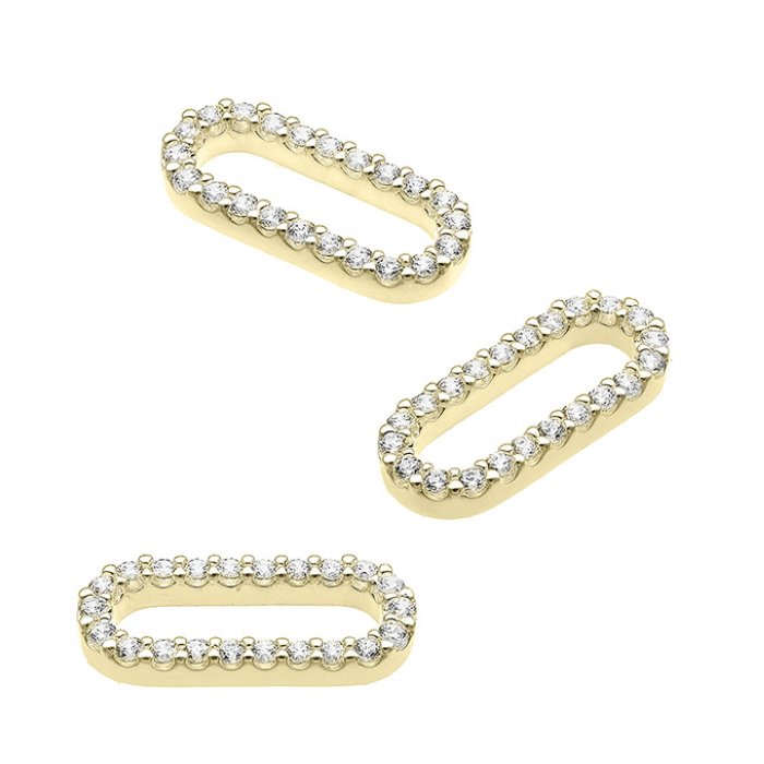Goldgelb Vergoldet 3µ – Anhänger oval 12x5mm, Zirkonia-Pavé (1Stk)