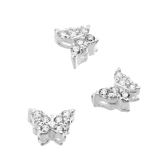 Butterfly slide charms in zirconium 8mm (5pcs)