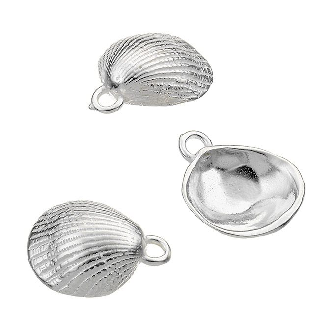 15,7x15mm hollow shell pendant with ring (1pc)