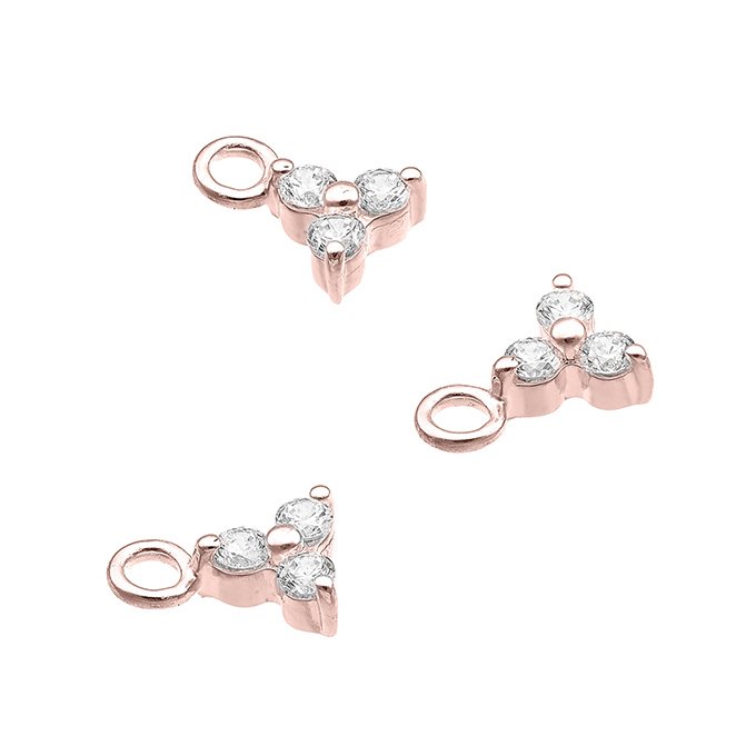 Pink Gold 1µ – 1,5mm 3 cubic zirconias pendant (1pc)