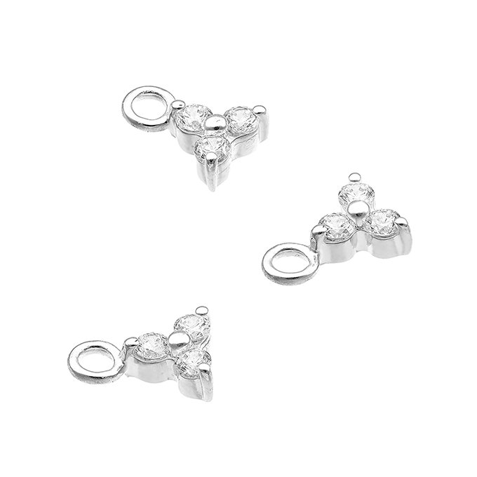 1,5mm 3 cubic zirconias pendant (1pc)