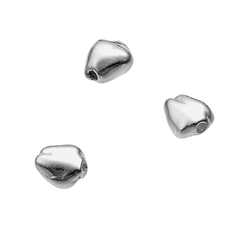 Weiss Rhodiniert – Perlen ungleichmässig 5x5mm Loch 0,8mm (10Stk)