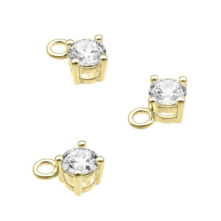 Goldgelb Vergoldet 3µ – Anhänger Zirkonia 4 mm (1Stk)