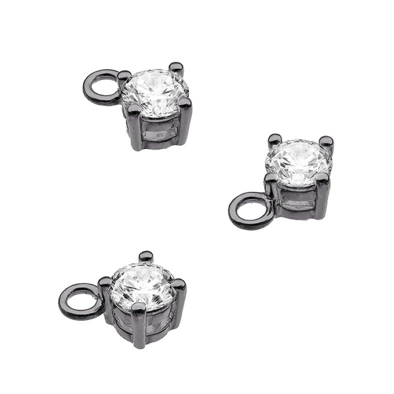 Black Rhodium – 4mm cubic zirconia pendant (1pc)