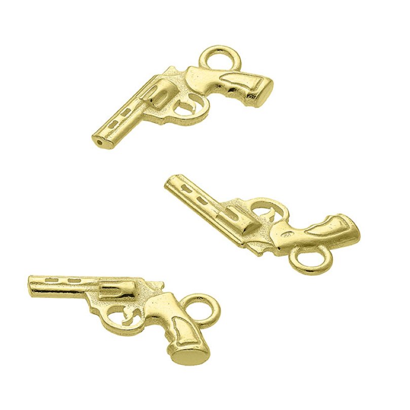Goldgelb Vergoldet 1µ – Anhänger Pistole mit Ring (3Stk)