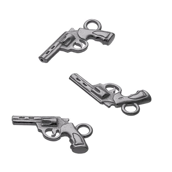 Rodiato Nero – Ciondolo pistola con anellino (3pz)