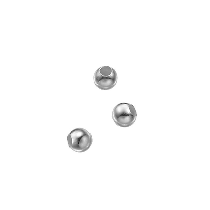 Weiss Rhodiniert – SILVERFILLED – Glatte Perle 2mm Loch 0,9mm (100Stk)