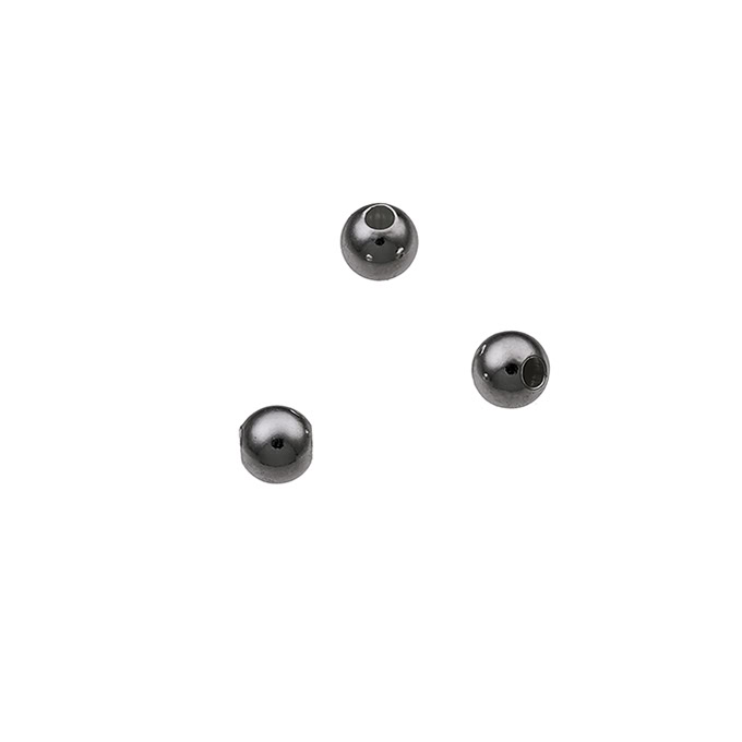 Rhodié Noir – Perles légères lisses 3mm trou 0,9mm (env. 200pcs)