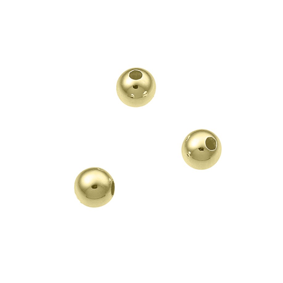 Yellow Gold 3µ – 4mm smooth light beads hole 1mm (100pcs)