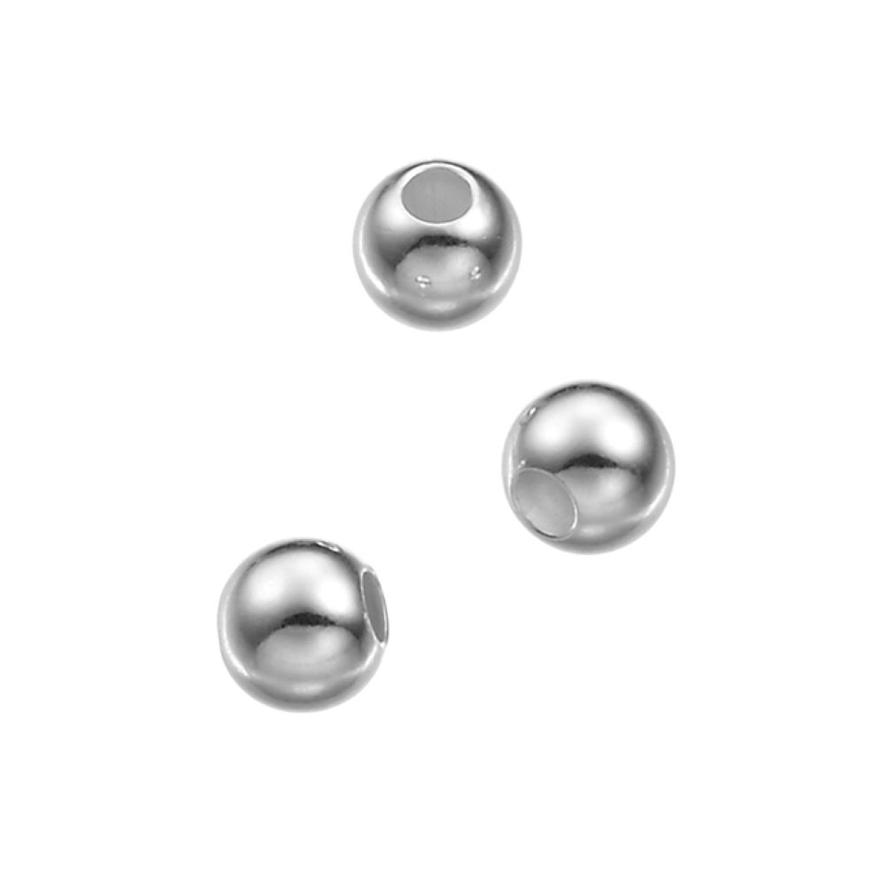 Weiss Rhodiniert – SILVERFILLED – Glatte Perle 7mm Loch 1,8mm (30Stk)