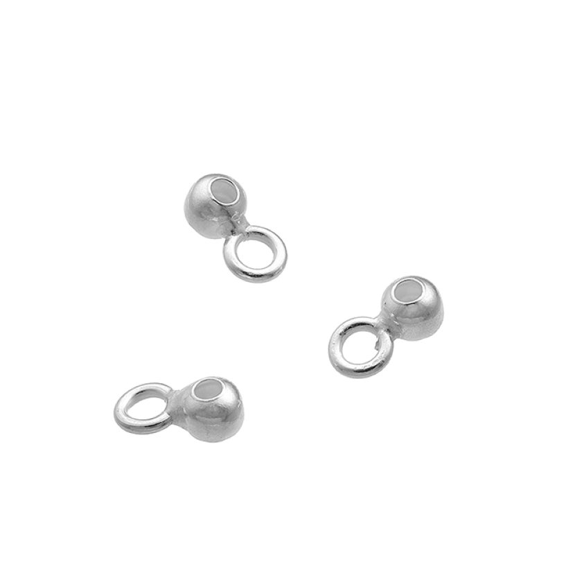 Perle lisce 2,5mm foro 1,1mm con anello filo 0,6mm foro 1,4mm (ca. 50pz)