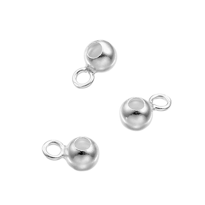 Perles lisses 4mm avec anneau fil 0,6mm et trou 1.9mm (env. 50pcs)